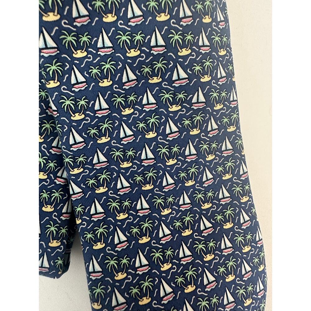 Vineyard Vines Silk Necktie Sailboat and Palm Tree Print